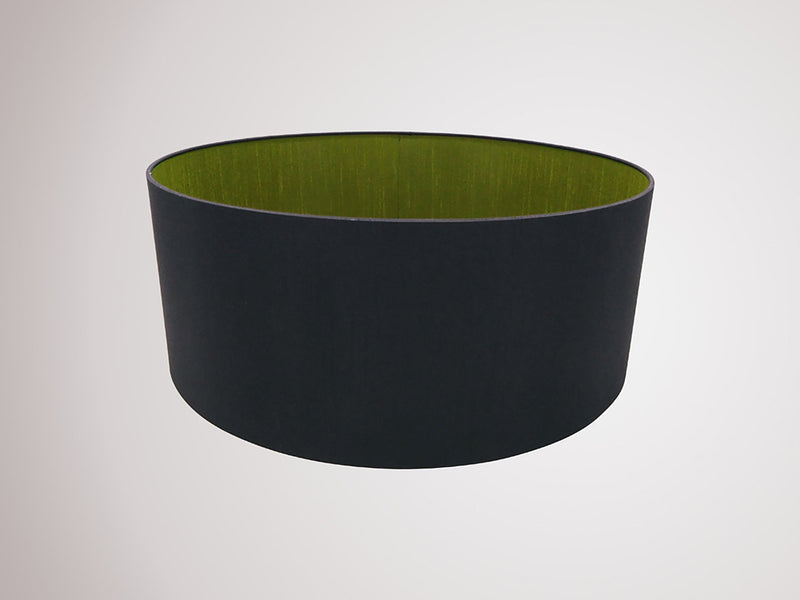 Deco Sigma Round Cylinder, 500 x 200mm Dual Faux Silk Fabric Shade, Midnight Black/Green Olive • D0291