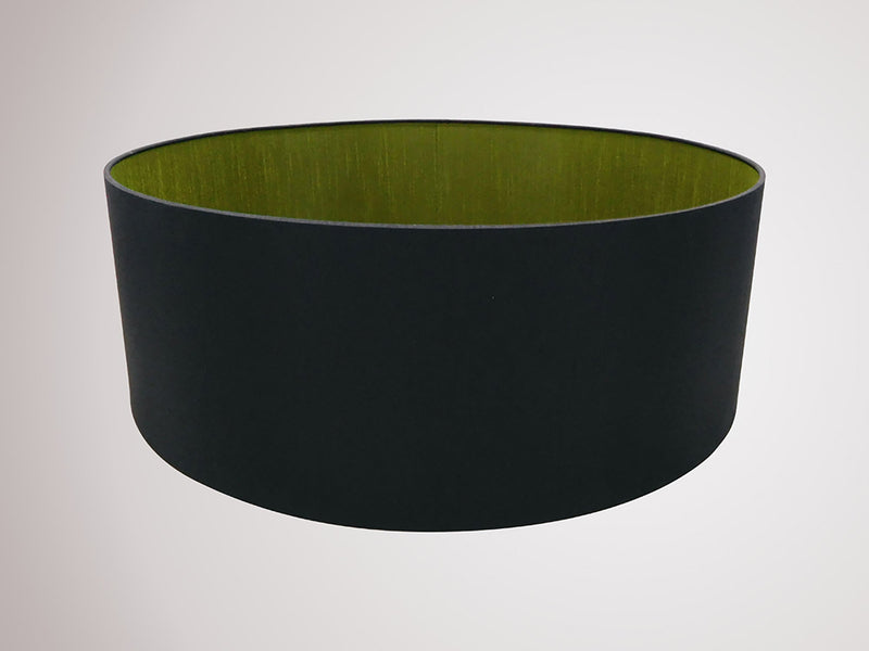 Deco Sigma Round Cylinder, 600 x 220mm Dual Faux Silk Fabric Shade, Midnight Black/Green Olive • D0292