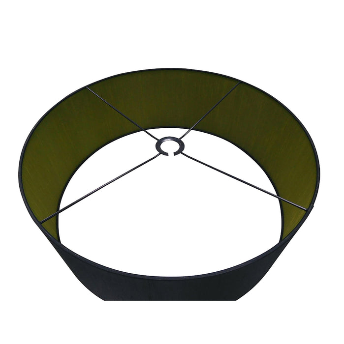 Deco Sigma Round Cylinder, 600 x 220mm Dual Faux Silk Fabric Shade, Midnight Black/Green Olive • D0292