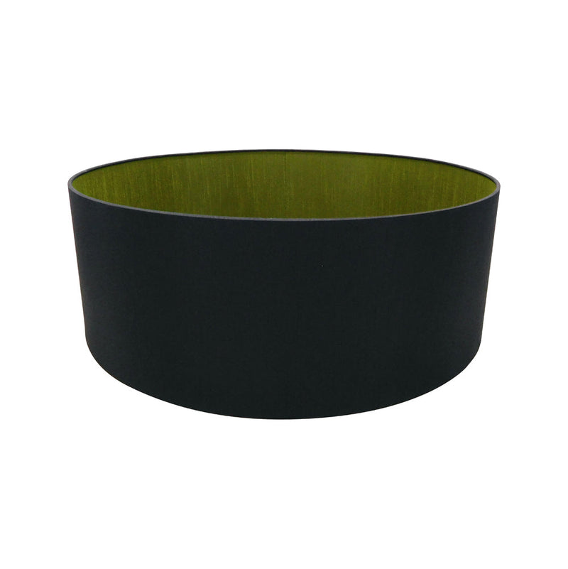 Deco Sigma Round Cylinder, 600 x 220mm Dual Faux Silk Fabric Shade, Midnight Black/Green Olive • D0292