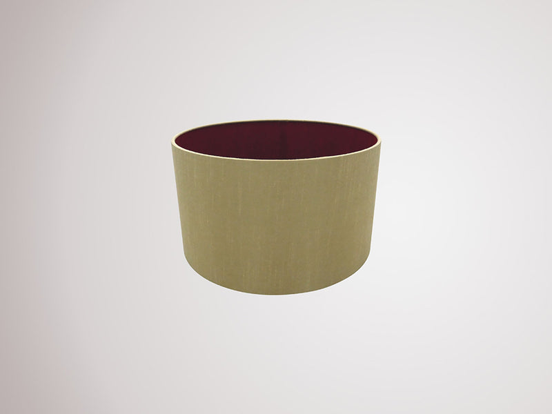 Deco Sigma Round Cylinder, 300 x 170mm Dual Faux Silk Fabric Shade, Antique Gold/Ruby • D0293