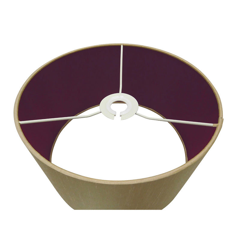 Deco Sigma Round Cylinder, 300 x 170mm Dual Faux Silk Fabric Shade, Antique Gold/Ruby • D0293