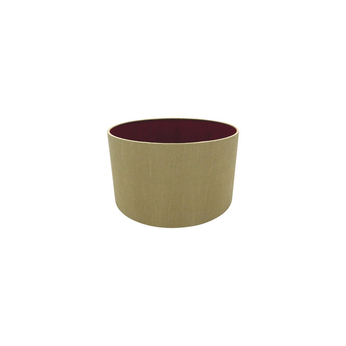 Deco Sigma Round Cylinder, 300 x 170mm Dual Faux Silk Fabric Shade, Antique Gold/Ruby • D0293
