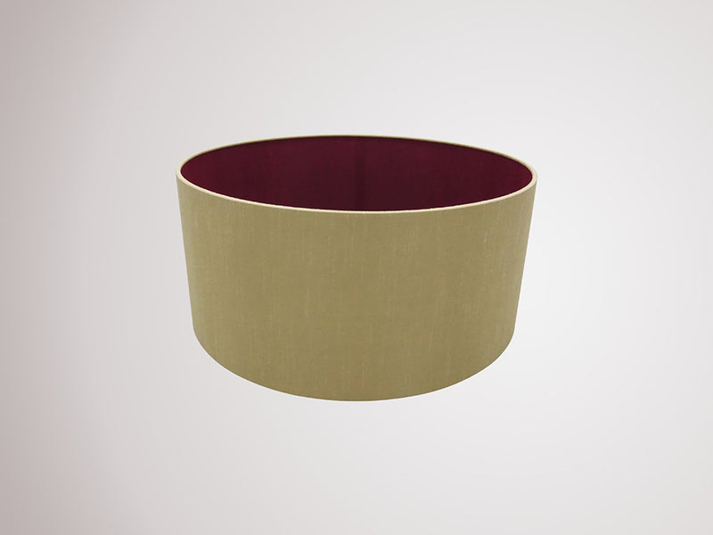 Deco Sigma Round Cylinder, 400 x 180mm Dual Faux Silk Fabric Shade, Antique Gold/Ruby • D0294
