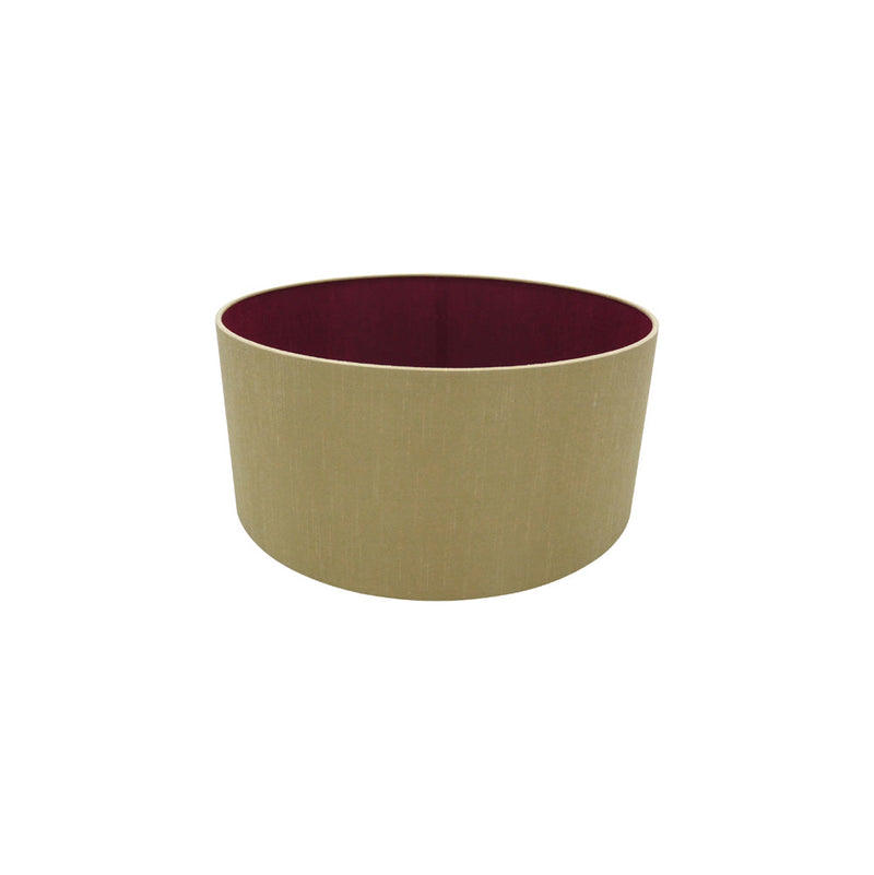 Deco Sigma Round Cylinder, 400 x 180mm Dual Faux Silk Fabric Shade, Antique Gold/Ruby • D0294