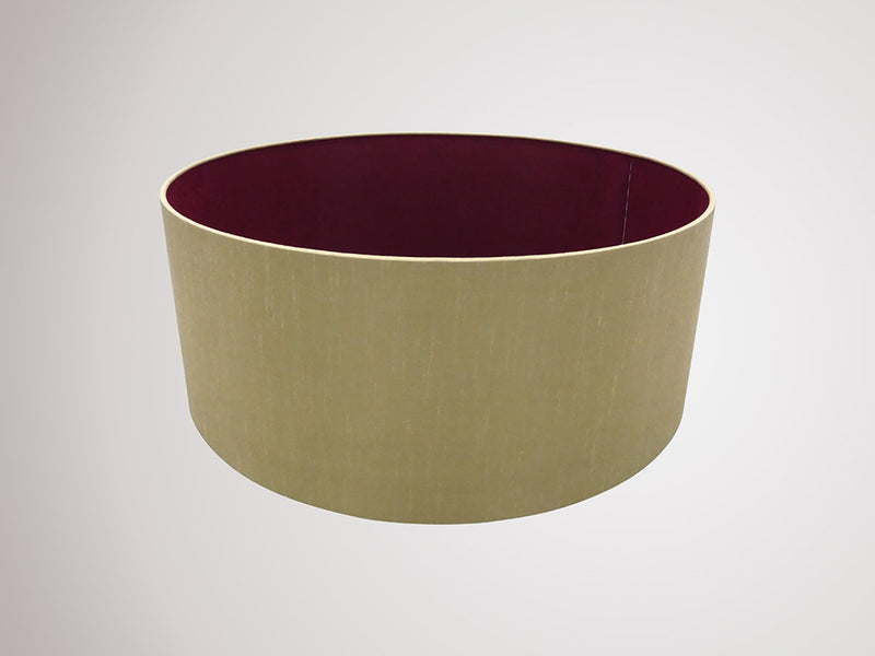 Deco Sigma Round Cylinder, 500 x 200mm Dual Faux Silk Fabric Shade, Antique Gold/Ruby • D0295