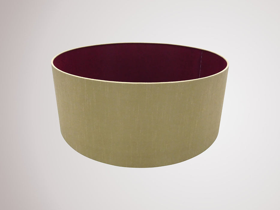 Deco Sigma Round Cylinder, 500 x 200mm Dual Faux Silk Fabric Shade, Antique Gold/Ruby • D0295