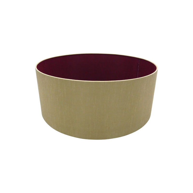 Deco Sigma Round Cylinder, 500 x 200mm Dual Faux Silk Fabric Shade, Antique Gold/Ruby • D0295