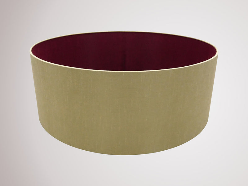 Deco Sigma Round Cylinder, 600 x 220mm Dual Faux Silk Fabric Shade, Antique Gold/Ruby • D0296