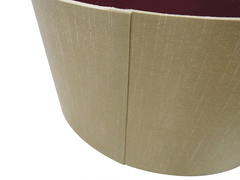 Deco Sigma Round Cylinder, 600 x 220mm Dual Faux Silk Fabric Shade, Antique Gold/Ruby • D0296