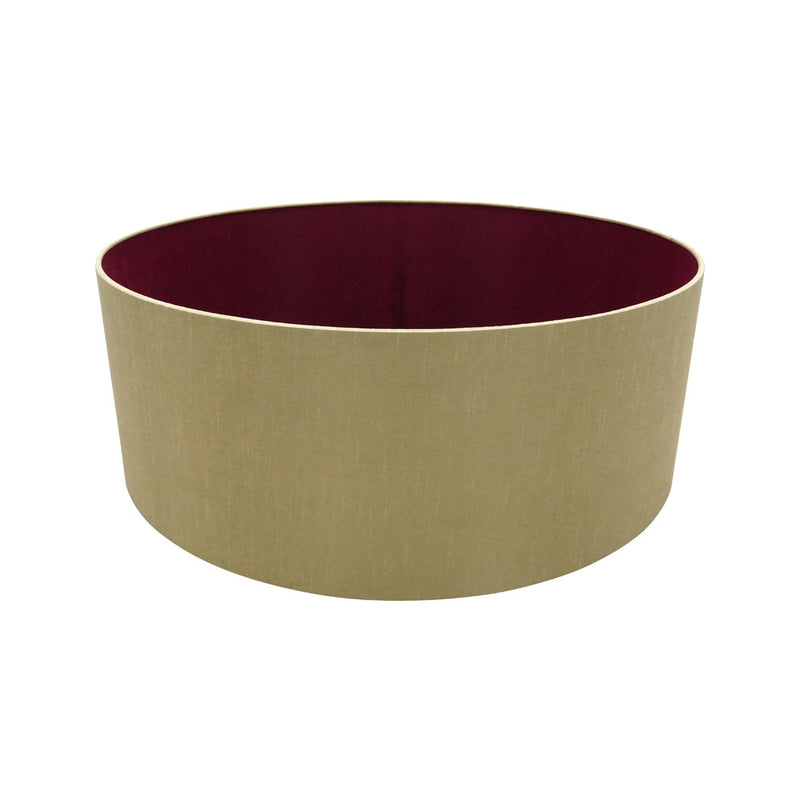 Deco Sigma Round Cylinder, 600 x 220mm Dual Faux Silk Fabric Shade, Antique Gold/Ruby • D0296