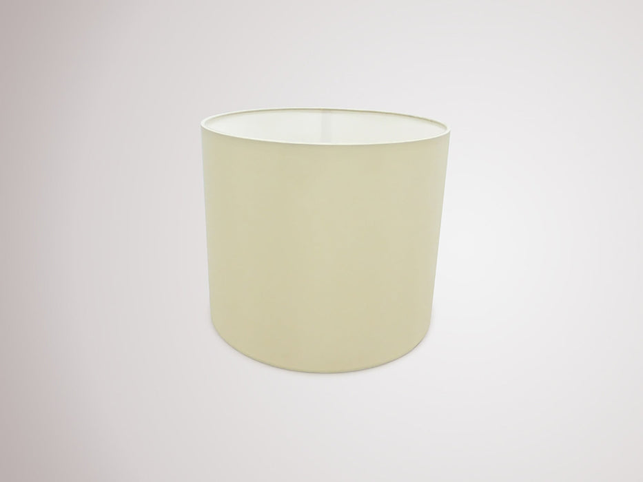 Deco Sigma Round Cylinder, 300mm x 250mm Faux Silk Fabric Shade, Ivory Pearl/White Laminate • D0422