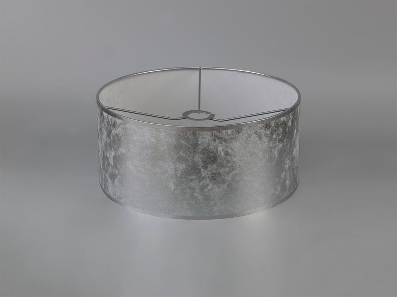 Deco Sigma Round Cylinder, 400 x 180mm Silver Foil With White Lining Shade • D0588