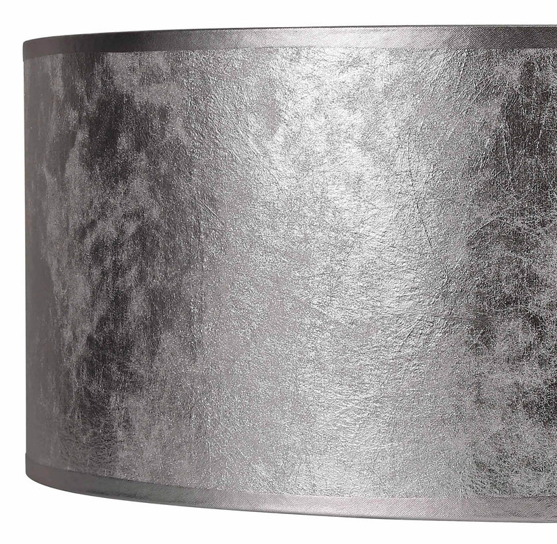 Deco Sigma Round Cylinder, 400 x 180mm Silver Foil With White Lining Shade • D0588