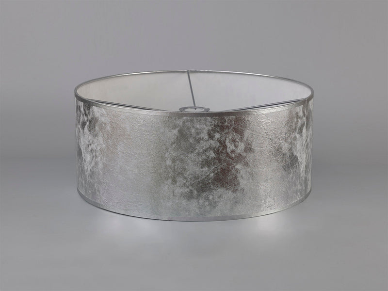 Deco Sigma Round Cylinder, 500 x 200mm Silver Foil With White Lining Shade • D0589