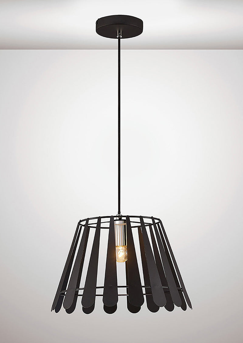 Deco Somerset Pendant 1 Light E27 Black/Polished Chrome • D0152