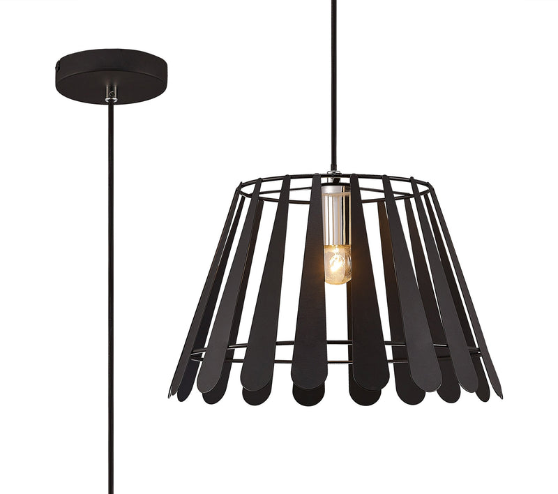 Deco Somerset Pendant 1 Light E27 Black/Polished Chrome • D0152