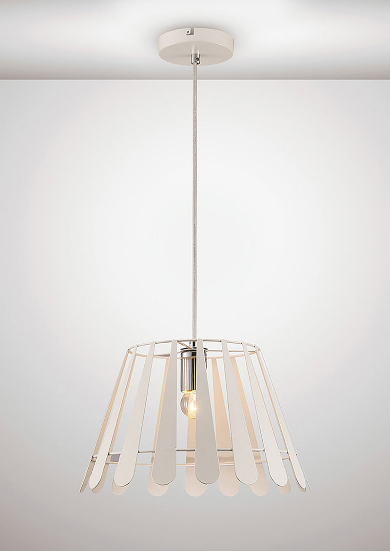 Deco Somerset Pendant 1 Light E27 White/Polished Chrome • D0153