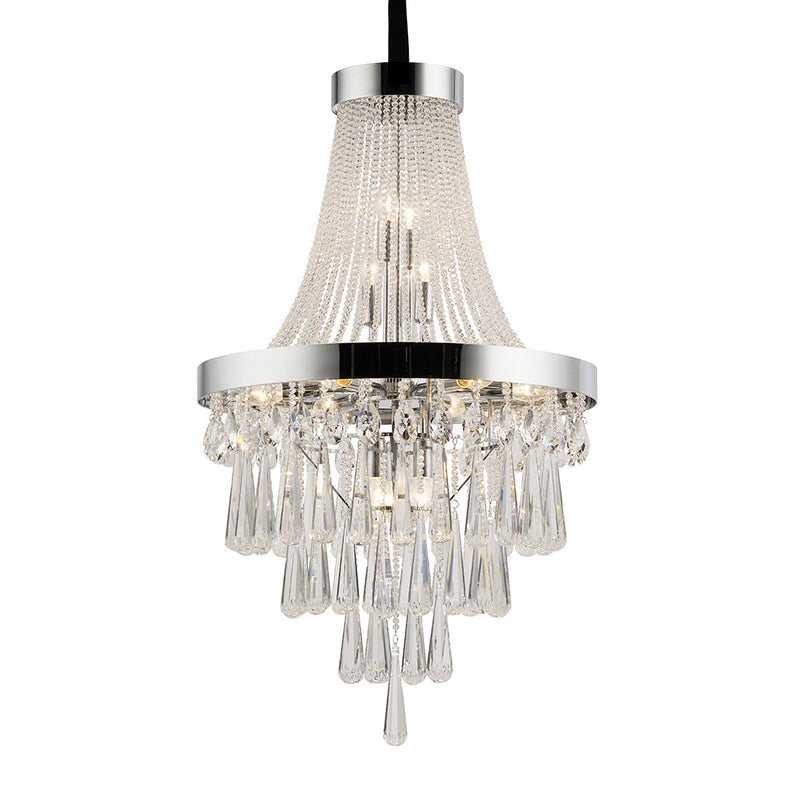 Diyas Sophia Pendant 13 Light E14 Polished Chrome/Crystal Item Weight: 18.9kg • IL31430