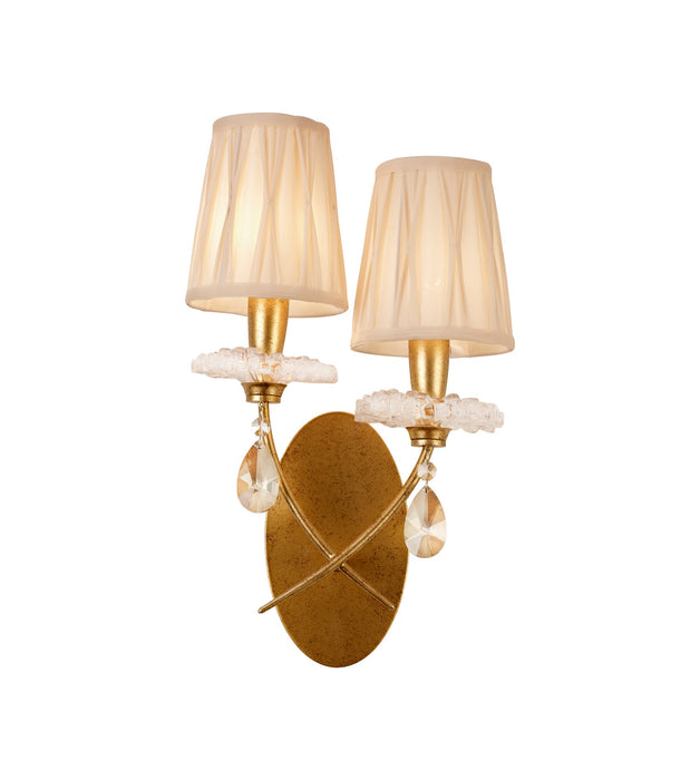 Mantra M6294 Sophie Wall Light, 2 x E14 (Max 20W), Gold Painting, Cream Shades • M6294