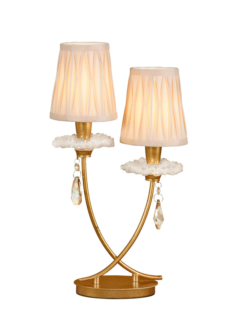 Mantra M6296 Sophie Table Light, 2 x E14 (Max 20W), Gold Painting, Cream Shades • M6296