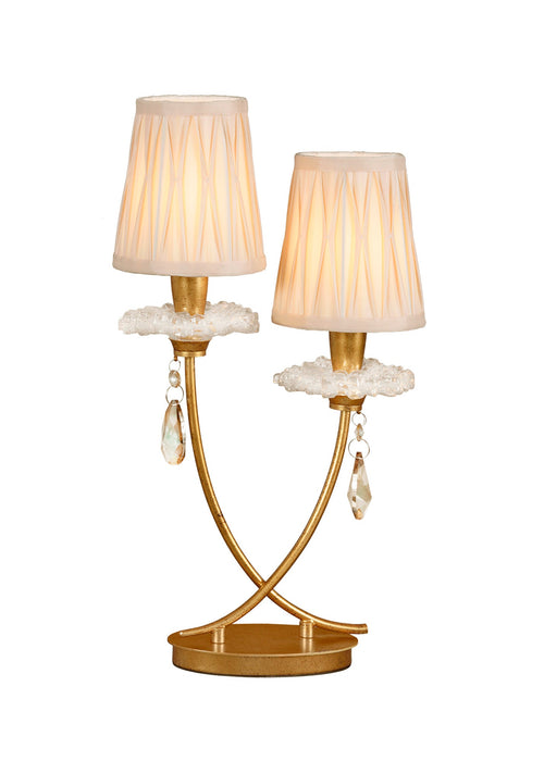 Mantra M6296 Sophie Table Light, 2 x E14 (Max 20W), Gold Painting, Cream Shades • M6296