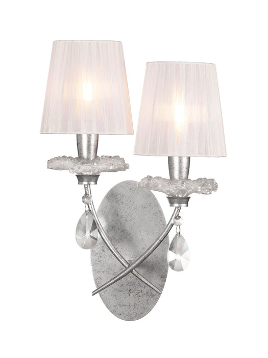 Mantra M6304 Sophie Wall Light, 2 x E14 (Max 20W), Silver Painting, White Shades • M6304