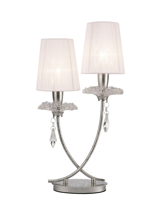 Mantra M6306 Sophie Table Light, 2 x E14 (Max 20W), Silver Painting, White Shades • M6306