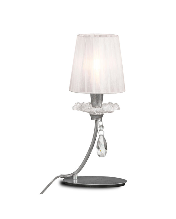 Mantra M6307 Sophie Table Light, 1 x E14 (Max 20W), Silver Painting, White Shade • M6307