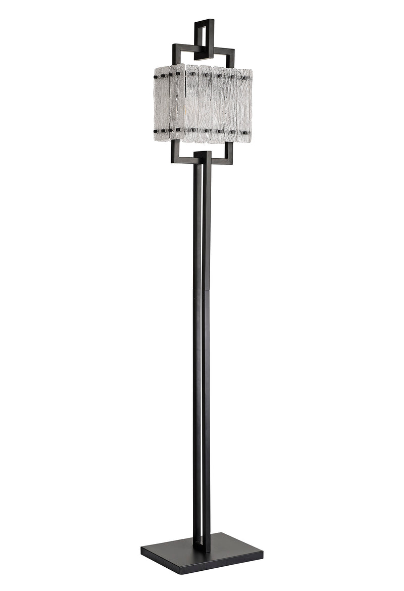 Regal Lighting SL-1768 2 Light Floor Lamp Matt Black And Glass Panels