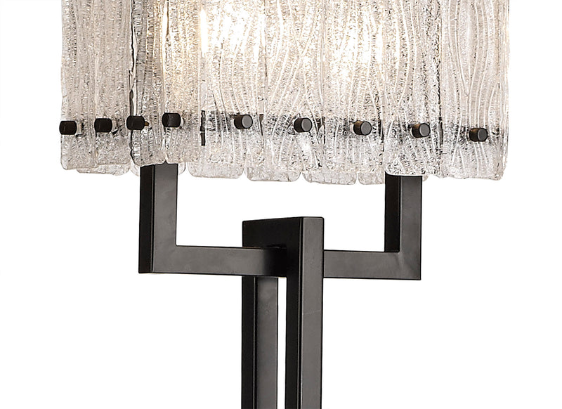 Regal Lighting SL-1768 2 Light Floor Lamp Matt Black And Glass Panels