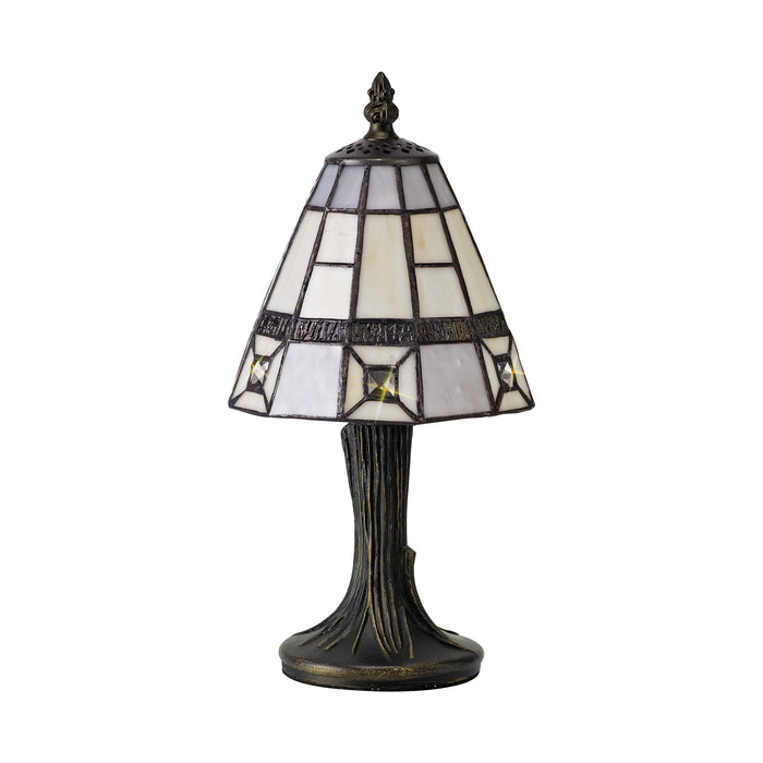 Regal Lighting SL-2067 1 Light Tiffany Table Lamp 15cm Cream And Grey With Clear Crystal Shade