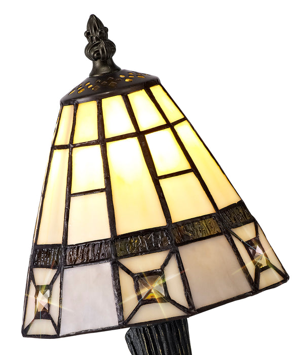 Regal Lighting SL-2067 1 Light Tiffany Table Lamp 15cm Cream And Grey With Clear Crystal Shade