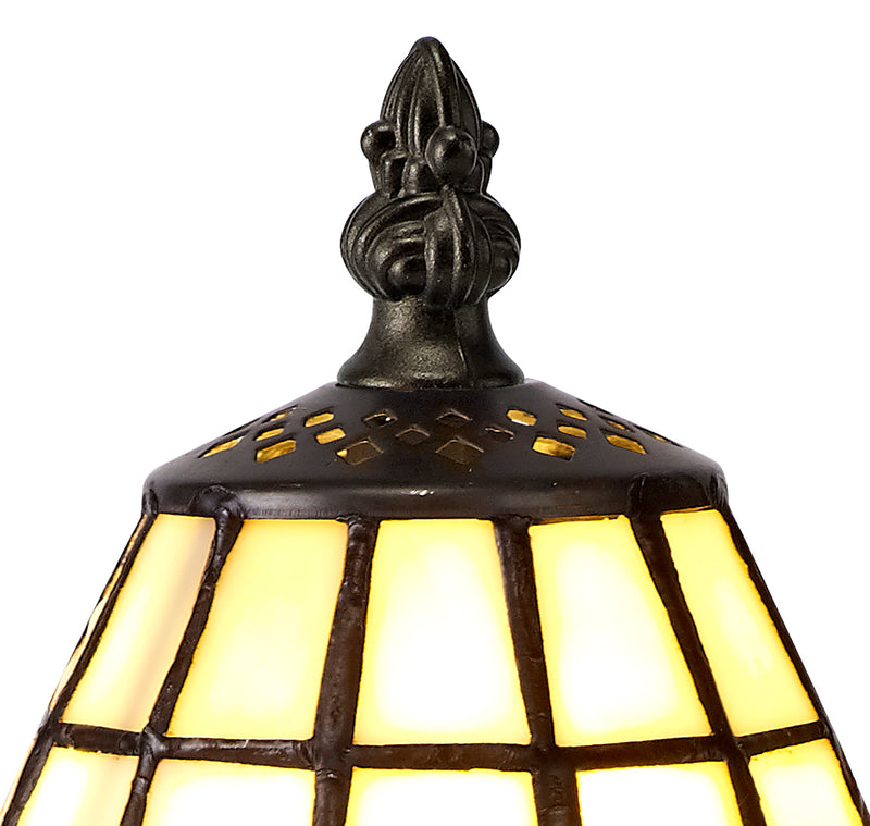 Regal Lighting SL-2067 1 Light Tiffany Table Lamp 15cm Cream And Grey With Clear Crystal Shade
