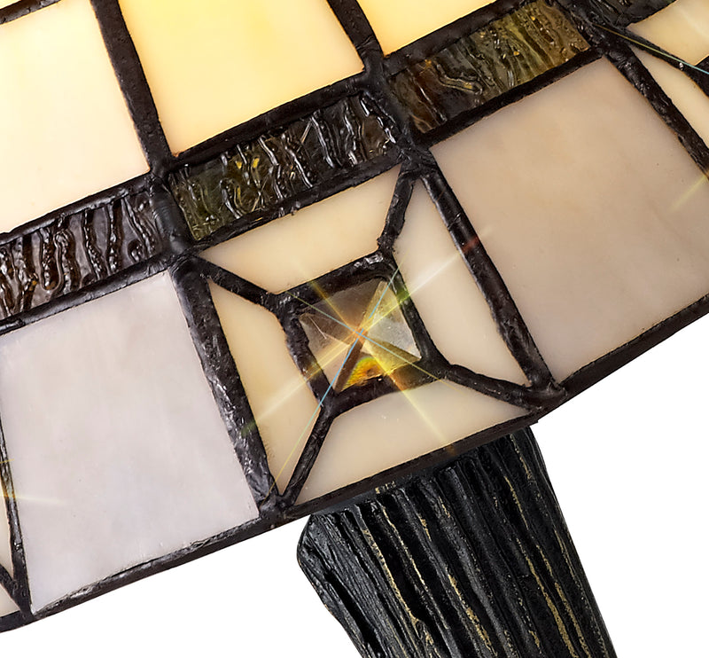 Regal Lighting SL-2067 1 Light Tiffany Table Lamp 15cm Cream And Grey With Clear Crystal Shade