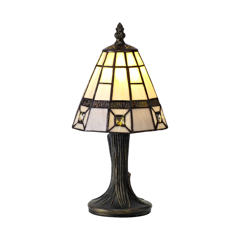 Regal Lighting SL-2067 1 Light Tiffany Table Lamp 15cm Cream And Grey With Clear Crystal Shade
