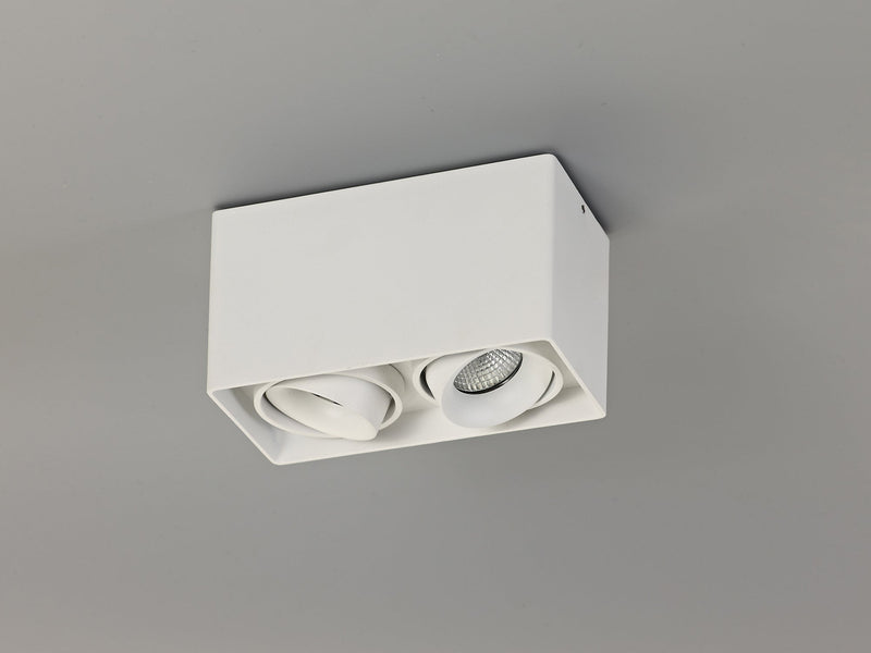 Deco Stom Adjustable Rectangular Spotlight, 2 Light GU10, Sand White • D0475