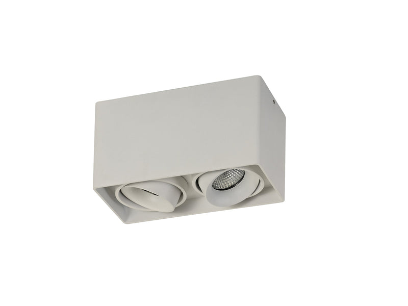 Deco Stom Adjustable Rectangular Spotlight, 2 Light GU10, Sand White • D0475