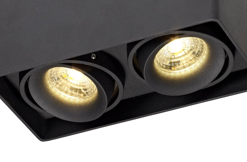 Deco Stom Adjustable Rectangular Spotlight, 2 Light GU10, Sand Black • D0476