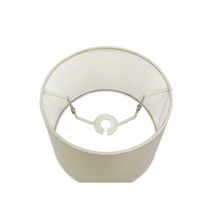 Deco Sutton Dual Mount Round Empire, 240/300 x 200mm Faux Silk Fabric Shade, Ivory Pearl/White Laminate • D0297