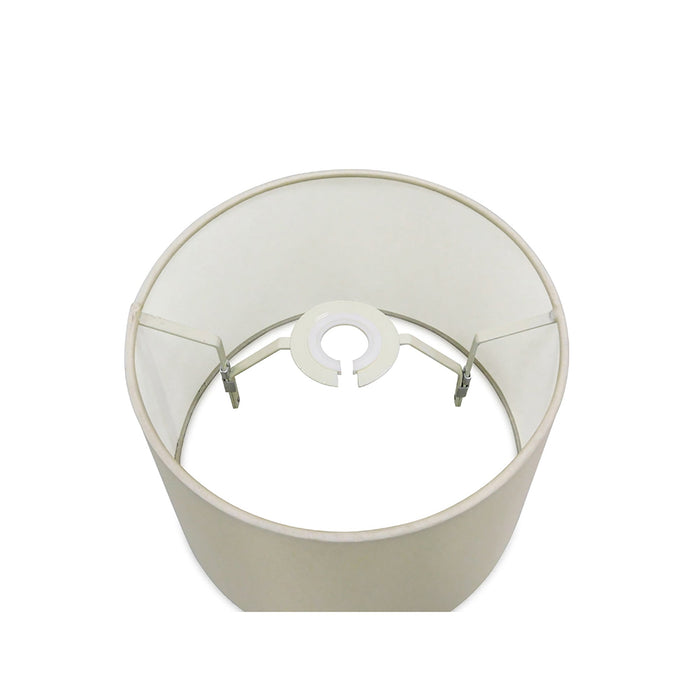 Deco Sutton Dual Mount Round Empire, 240/300 x 200mm Faux Silk Fabric Shade, Ivory Pearl/White Laminate • D0297