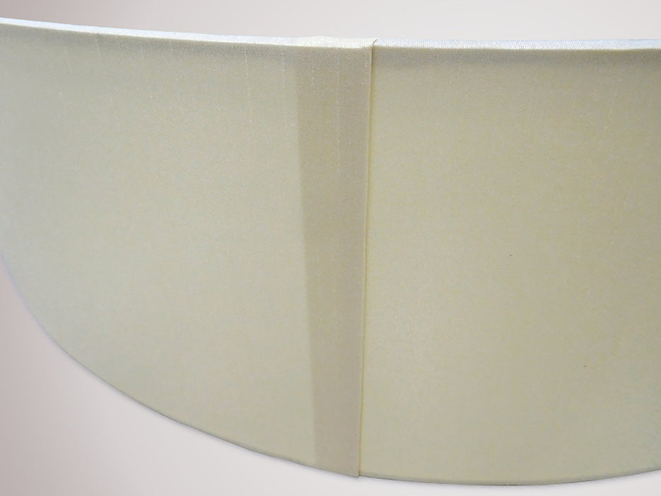 Deco Sutton Dual Mount Round Empire, 240/300 x 200mm Faux Silk Fabric Shade, Ivory Pearl/White Laminate • D0297