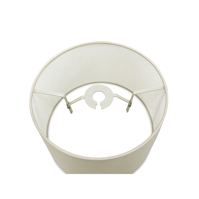 Deco Sutton Dual Mount Round Empire, 280/350 x 220mm Faux Silk Fabric Shade, Ivory Pearl/White Laminate • D0298