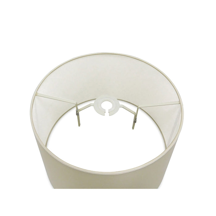 Deco Sutton Dual Mount Round Empire, 350/450 x 280mm Faux Silk Fabric Shade, Ivory Pearl/White Laminate • D0300