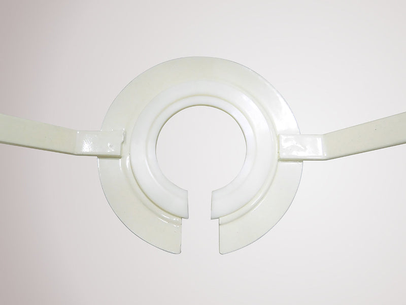 Deco Sutton Dual Mount Round Empire, 350/450 x 280mm Faux Silk Fabric Shade, Ivory Pearl/White Laminate • D0300