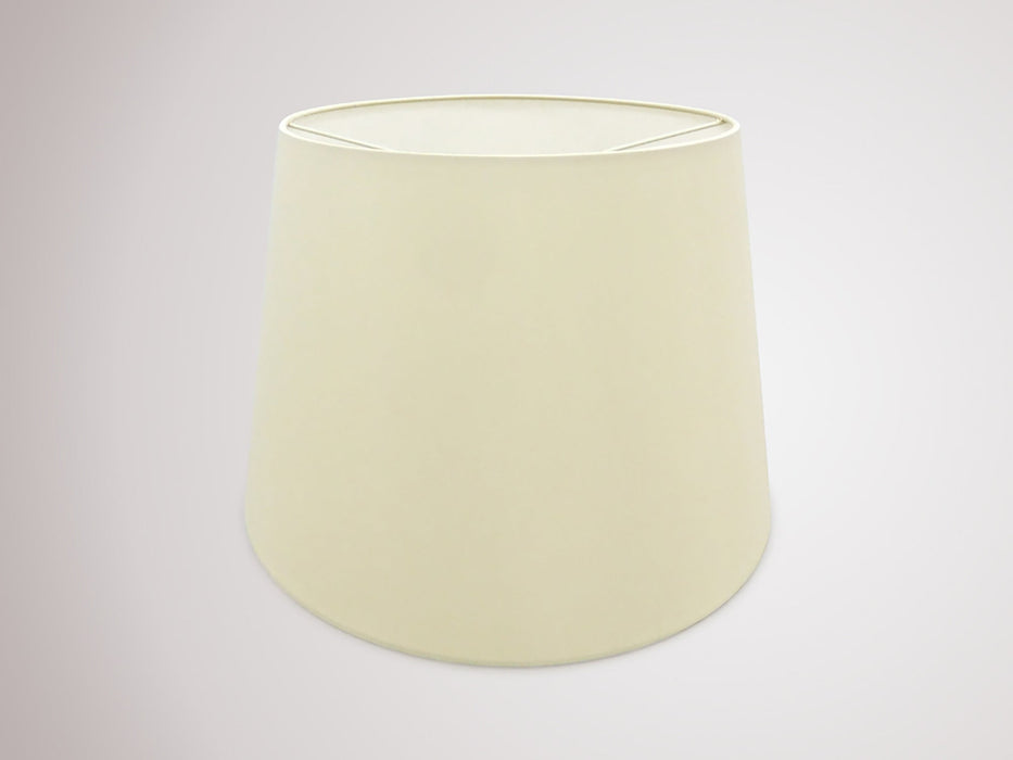 Deco Sutton Dual Mount Round Empire, 350/450 x 280mm Faux Silk Fabric Shade, Ivory Pearl/White Laminate • D0300