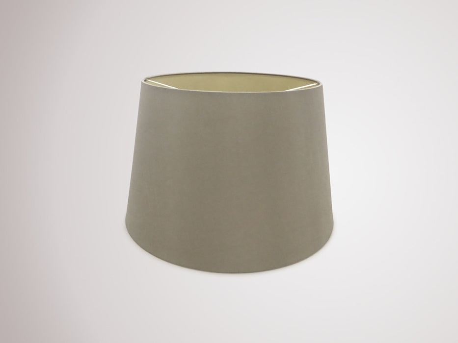 Deco Sutton Dual Mount Round Empire, 320/400 x 260mm Dual Faux Silk Fabric Shade, Taupe/Halo Gold • D0307