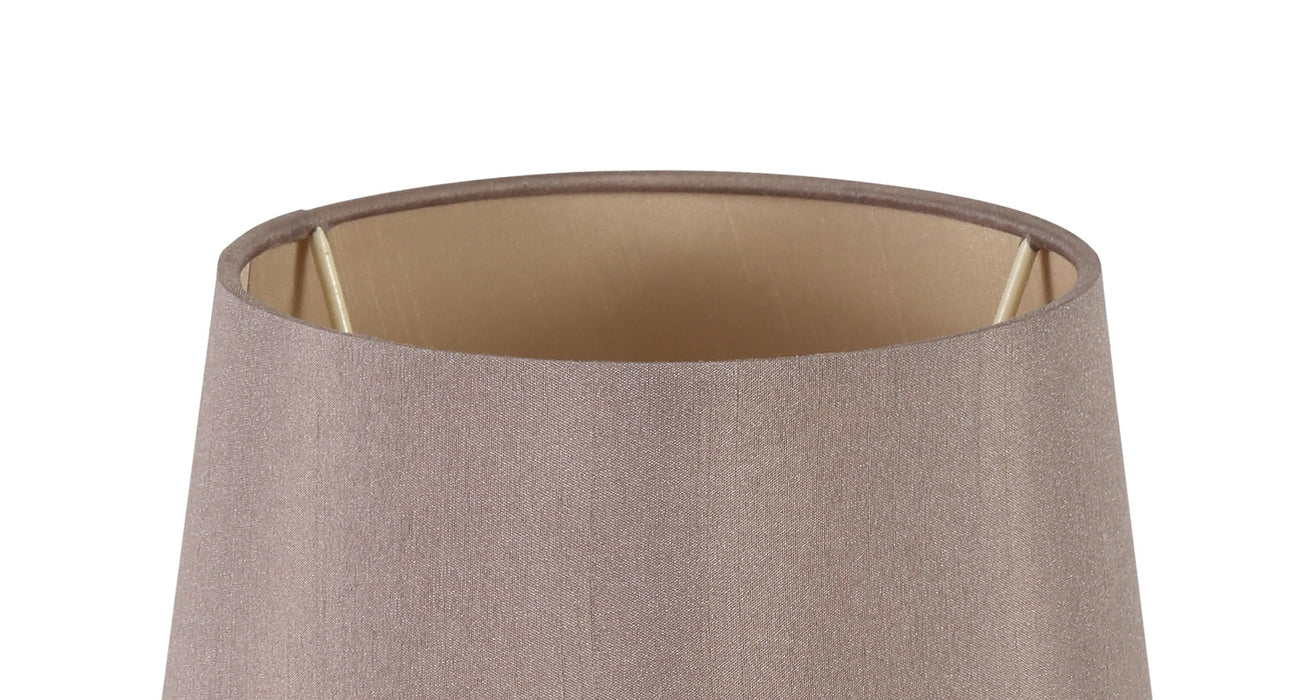 Deco Sutton Dual Mount Round Empire, 160/200 x 150mm Faux Silk Fabric Shade, Taupe/Halo Gold • D0513