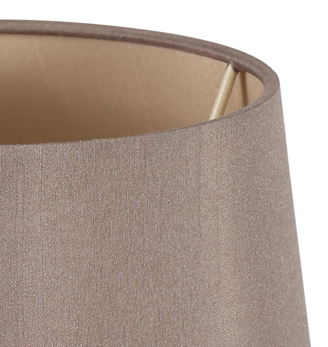 Deco Sutton Dual Mount Round Empire, 160/200 x 150mm Faux Silk Fabric Shade, Taupe/Halo Gold • D0513