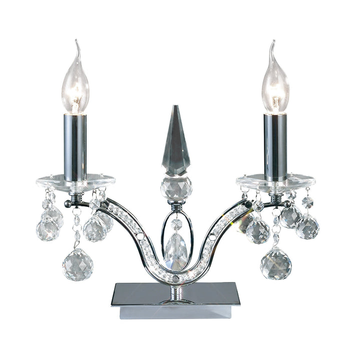 Diyas  Tara Table Lamp 2 Light E14 Polished Chrome/Crystal, NOT LED/CFL Compatible • IL30040